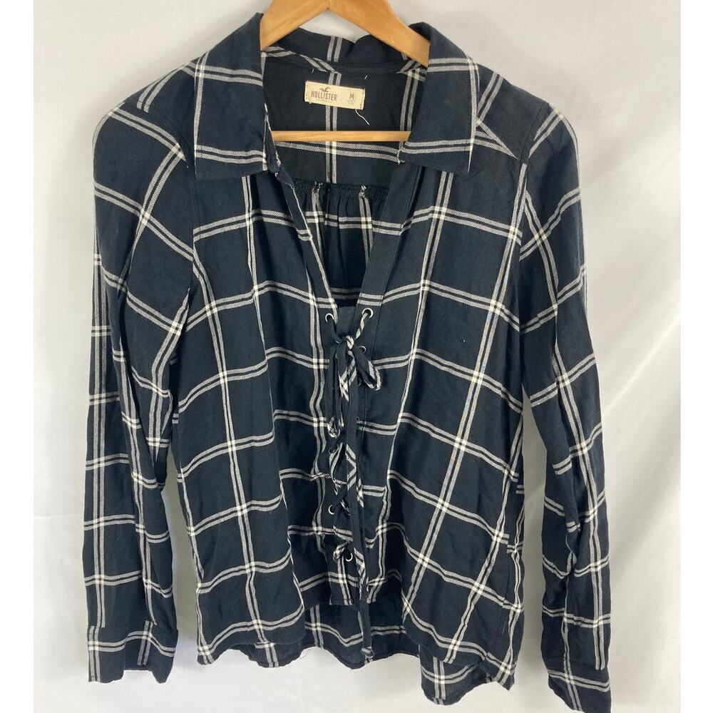 Hollister Plaid Lace Up Shirt Size Medium